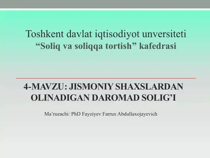Jismoniy shaxslardan olinadigan daromad soligi