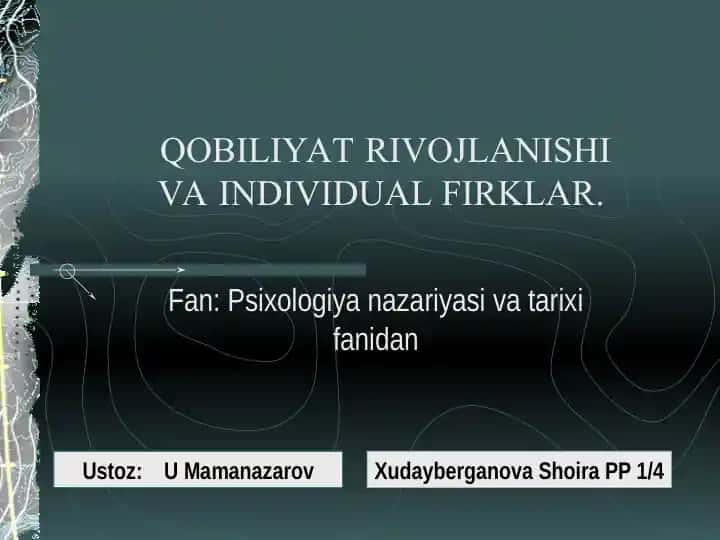 Fan: Psixologiya nazariyasi va tarixi fanidan