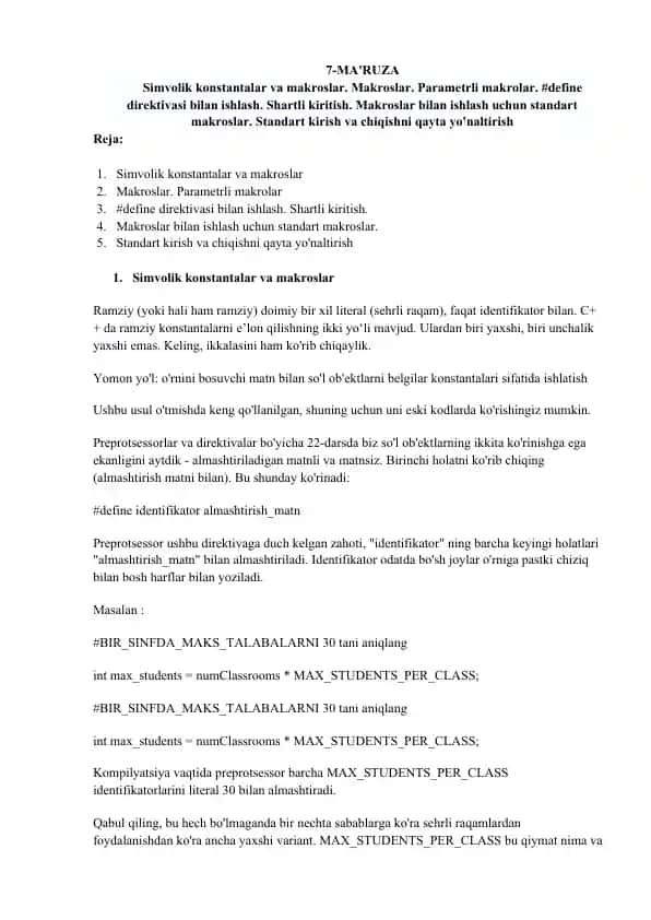 Simvolik konstantalar va makroslar