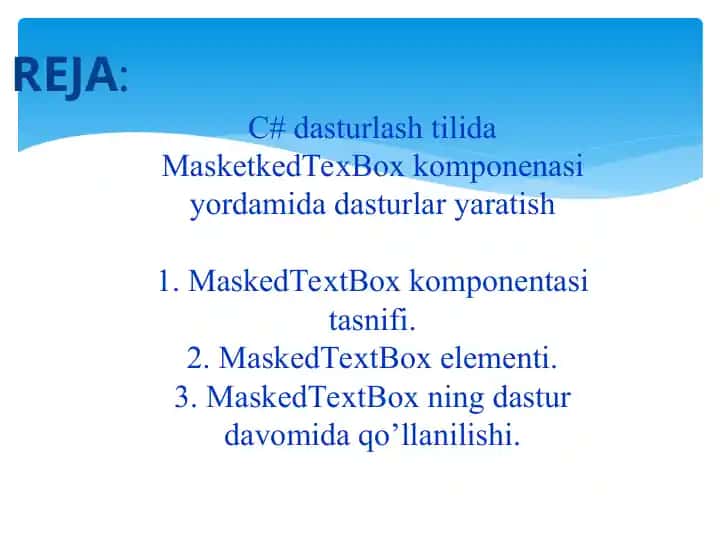 MaskedTextBox komponentasi