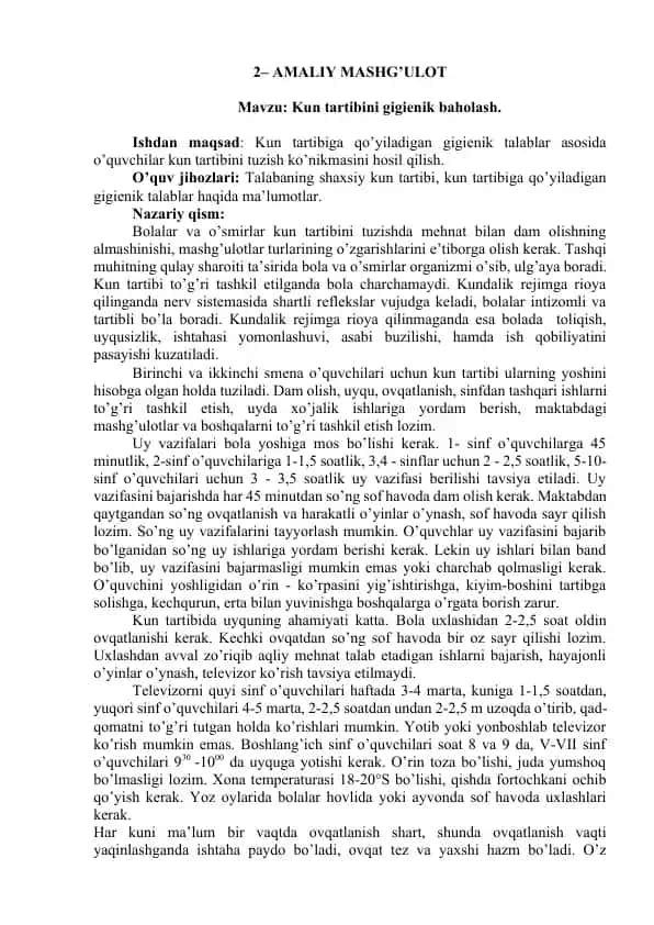Kun tartibini gigienik baholash