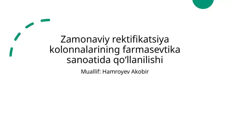 Farmasevtika sanoatida zamonaviy rektifikatsiya kolonnalari