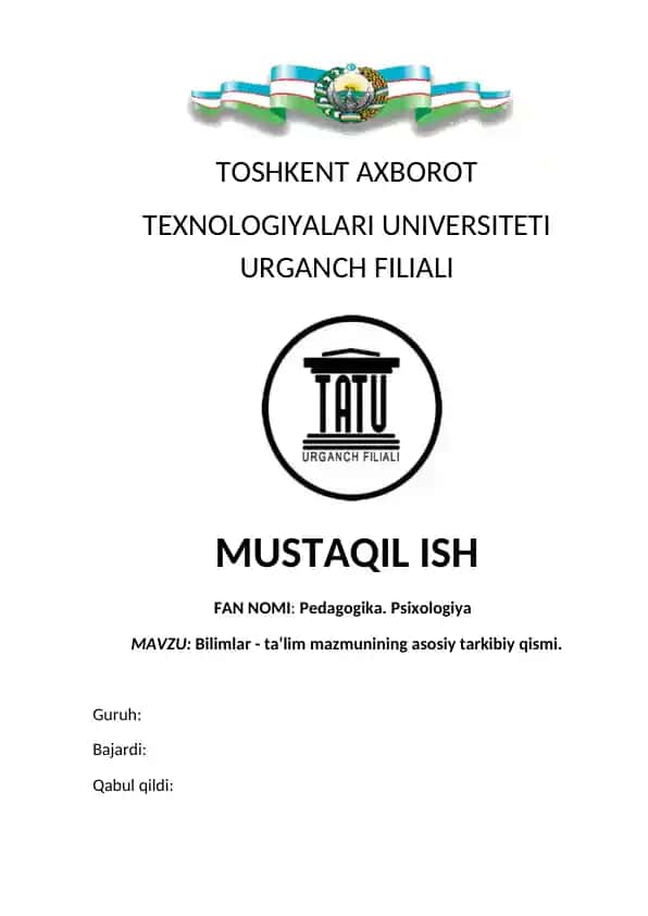 Umumiy pedagogika va ta'lim-tarbiya