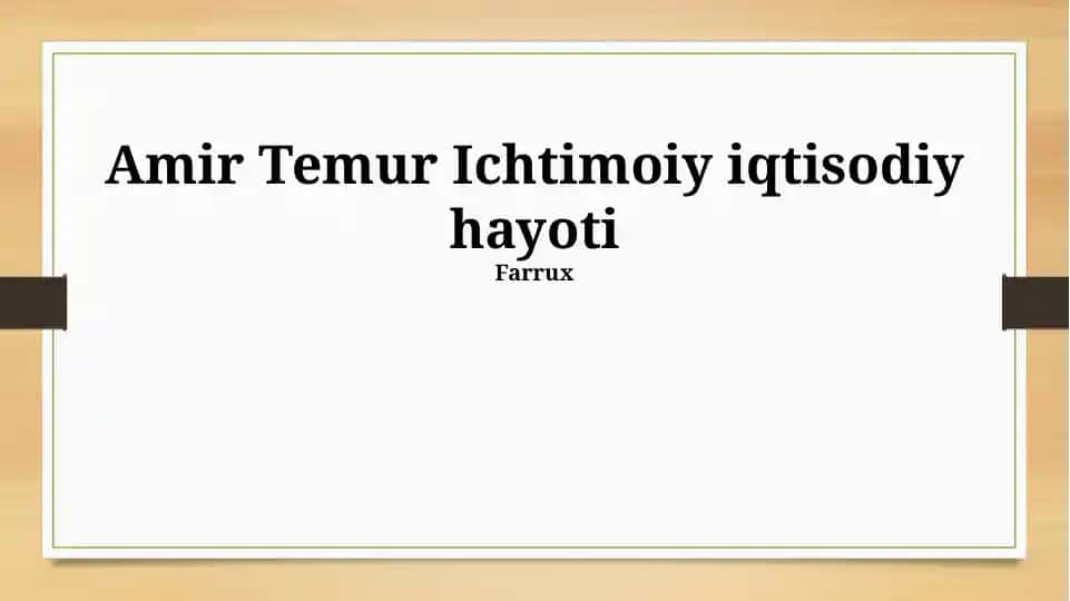 Amir Temur Ichtimoiy iqtisodiy hayoti