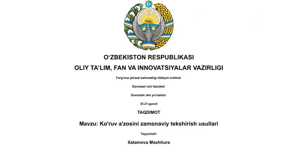 Ko'zning biomikroskopik tekshiruvi va imaging
