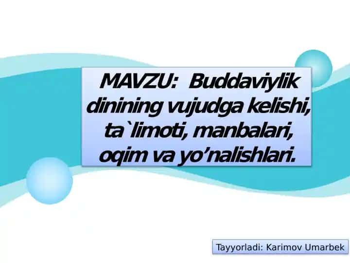 Buddaviylik Dinining Ta'limoti