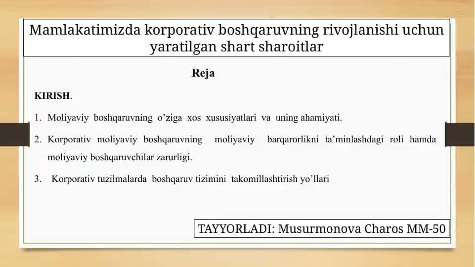 Korporativ boshqaruv tushunchasi
