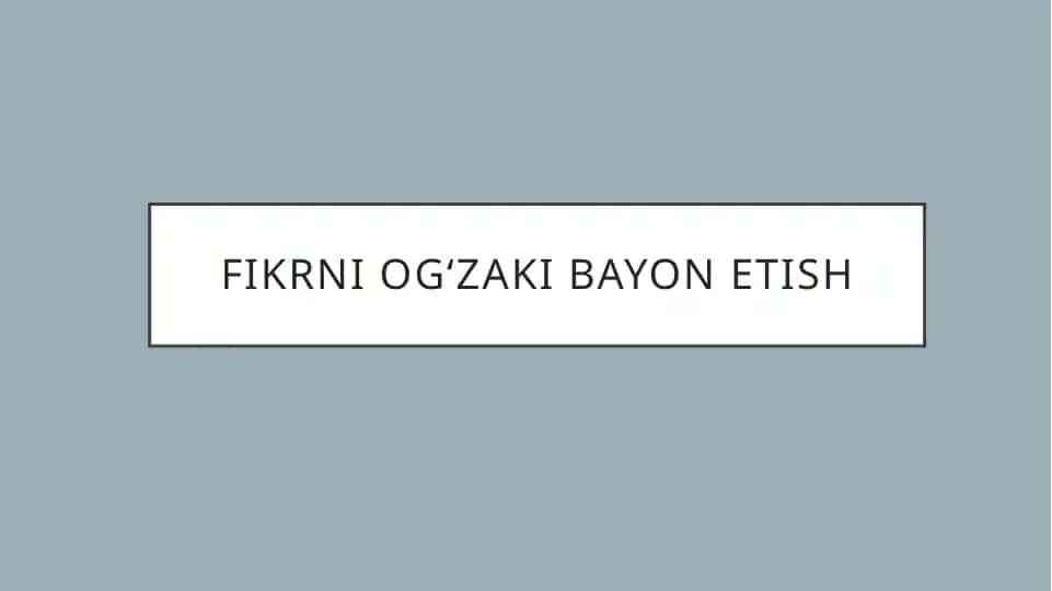 Fikrni og‘zakibayonetish