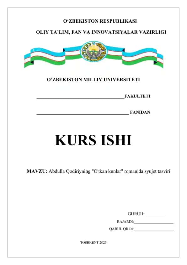 Abdulla Qodiriyning O'tkan kunlar romanida syujet tasviri