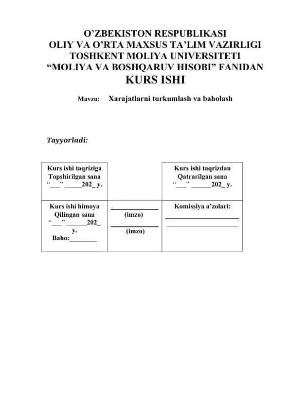 Moliya va boshqaruv hisobi