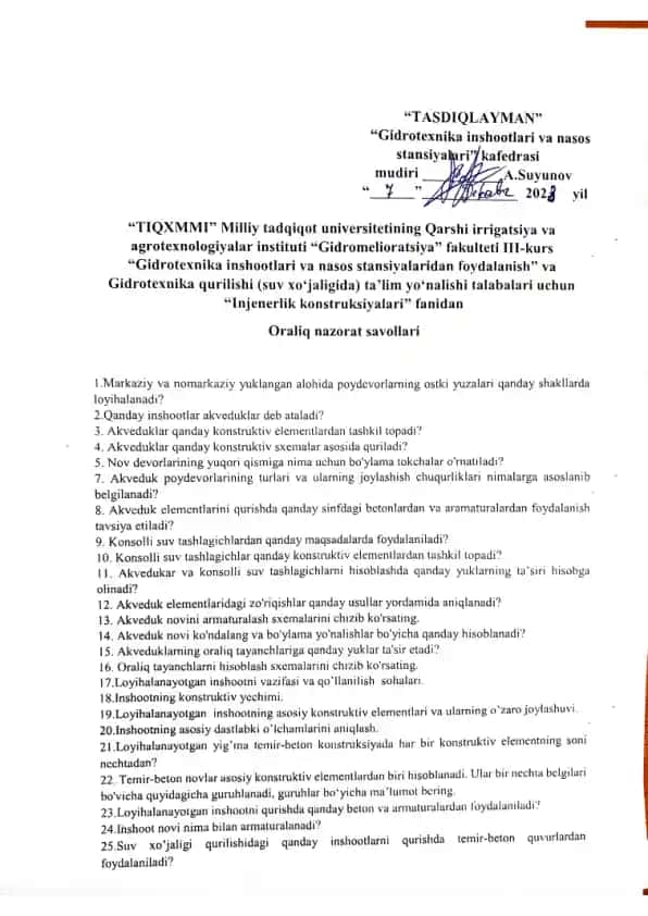Gidrotexnika inshootlari va nasos