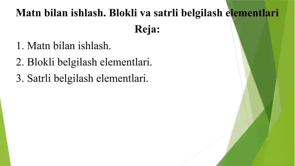 HTML matnlar bilan ishlash