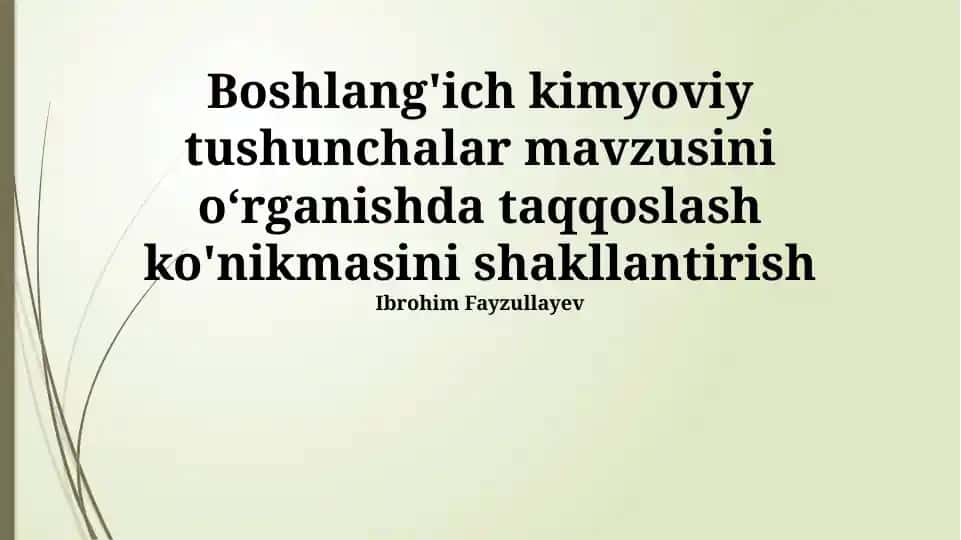 Kimyoviy Moddalarni Taqqoslash Misollari