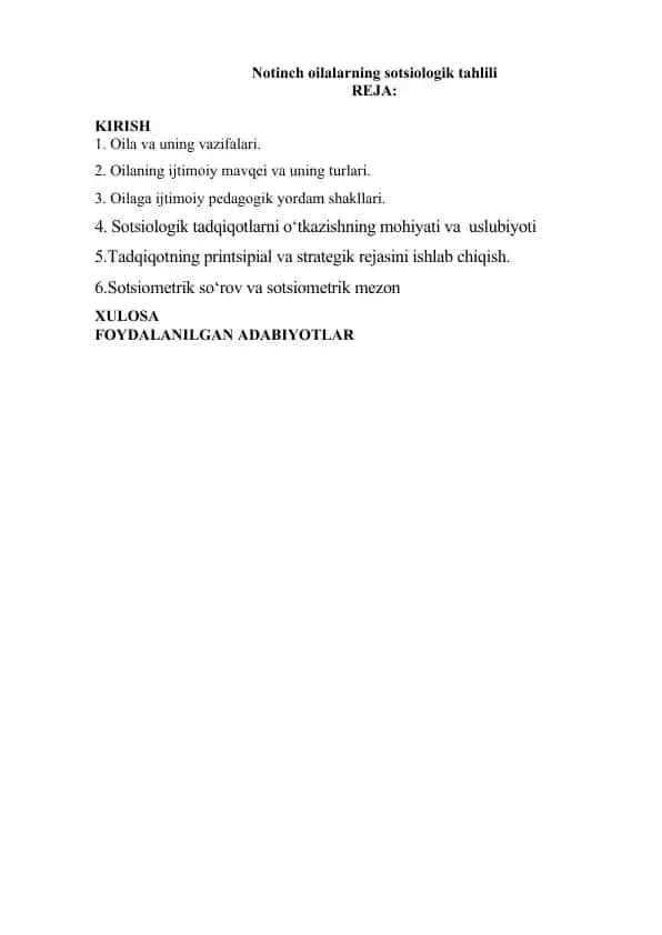 Notinch oilalarning sotsiologik tahlili
