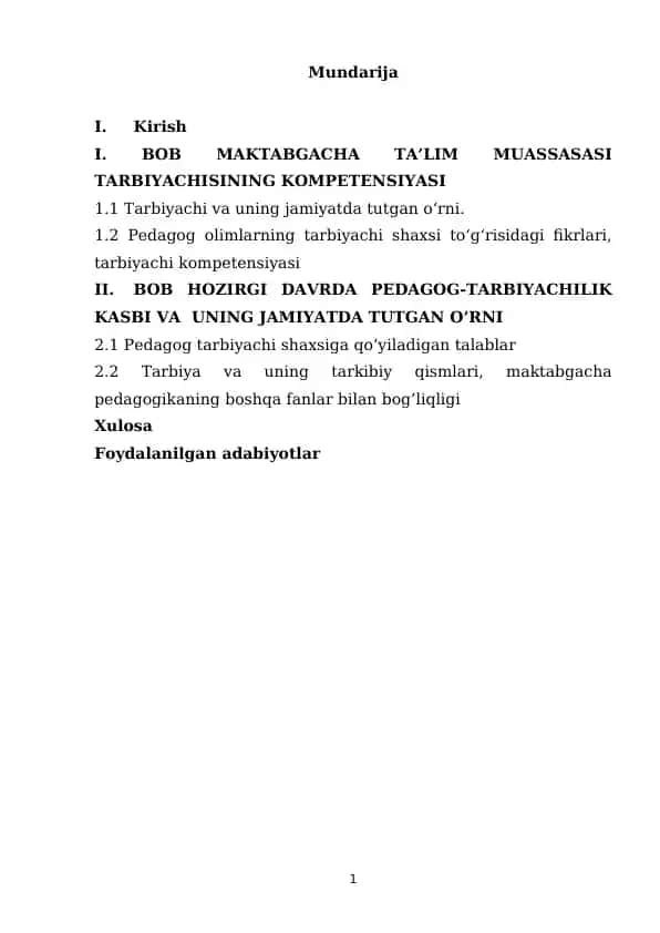 Maktabgacha Pedagogika Fanining Rivojida Respublikamizda Olib Borilgan Bir Qator Islohotlar, Talablar
