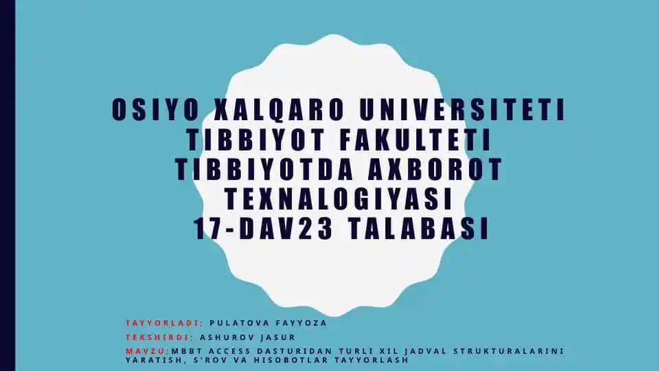 MBBT Access dasturi