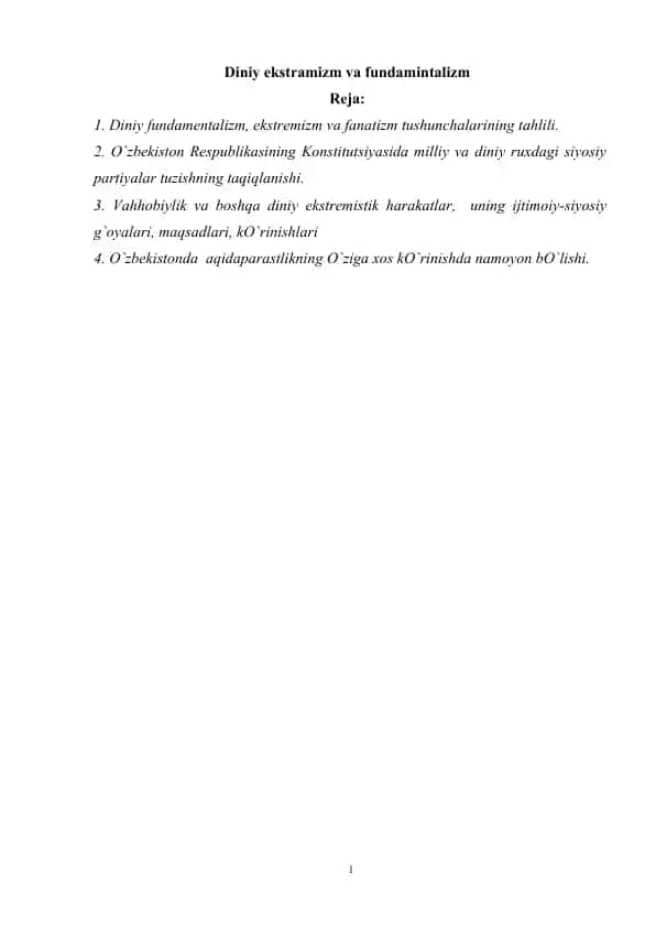 Diniy Ekstramizm va Fundamintalizm
