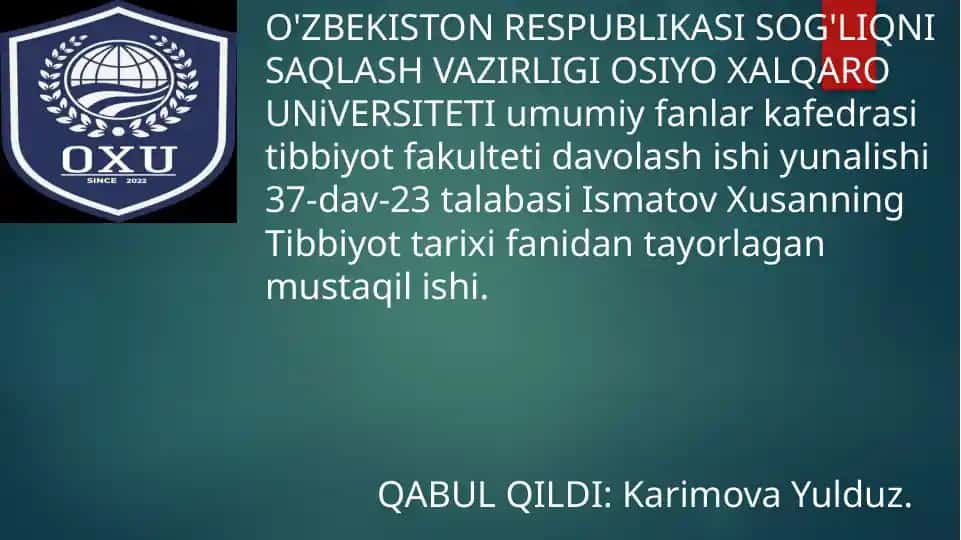 Gippokrat va Tibbiyot Tarixi