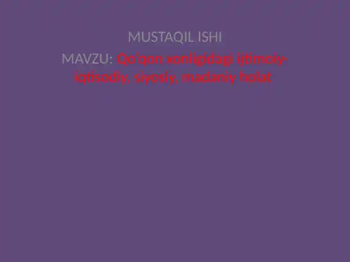 MUSTAQILISHI