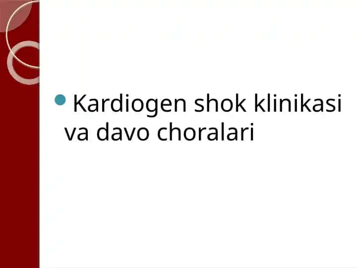 Kardiogen shok klinikasi va davo choralari