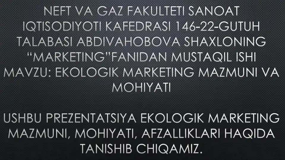 EKOLOGIK MARKETING