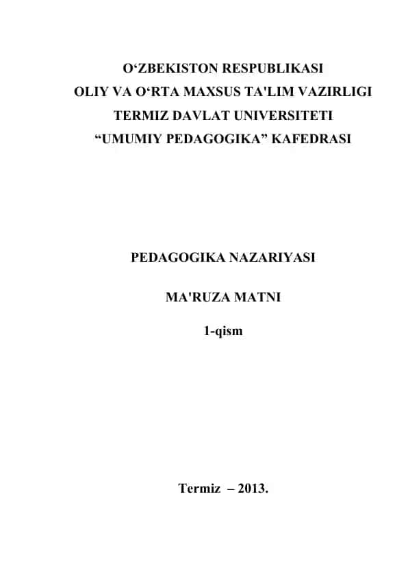 PedagogikA NAZARIYaSI