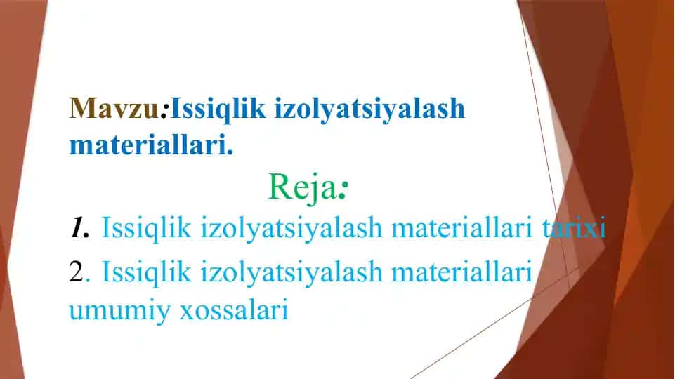 Issiqlik izolyatsiyalash materiallari