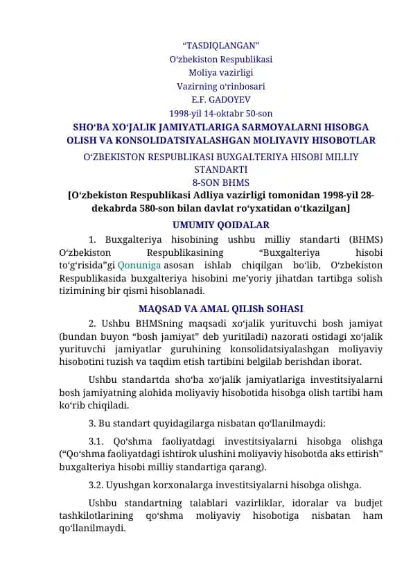 "Buxgalteriya Hisobi Milliy Standarti"