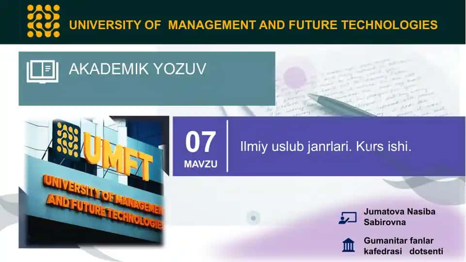Ilmiy uslub janrlari kursishi