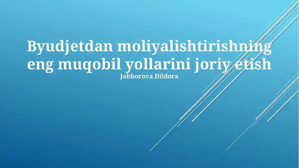 Byudjetdan moliyalishtirishning eng muqobil yollarini joriy etish