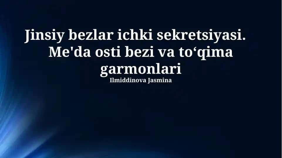 Jinsiy bezlar ichki sekretsiyasi