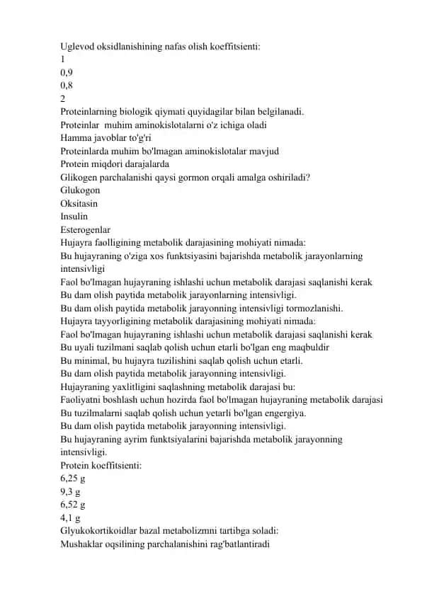Uglevod oksidlanishining nafas olish koeffitsienti