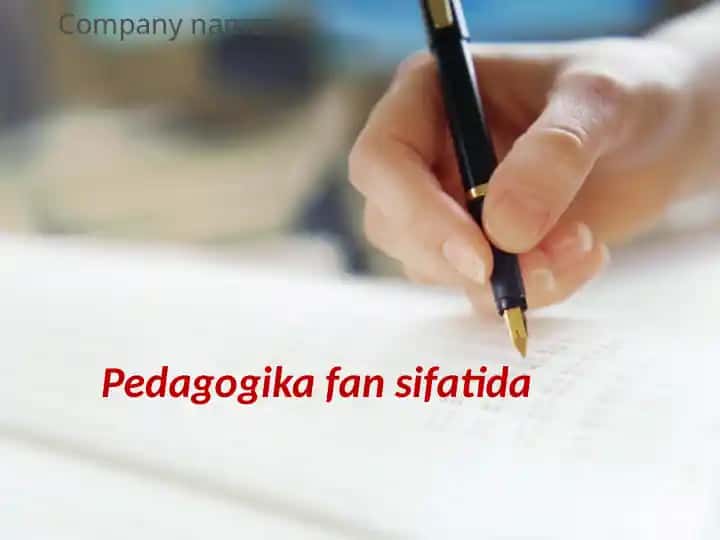 Pedagogika fan sifatida