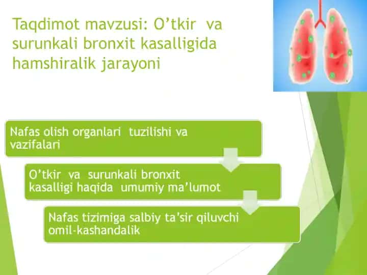 Nafas olish tizimi va o'tkir va surunkali bronxit kasalligi
