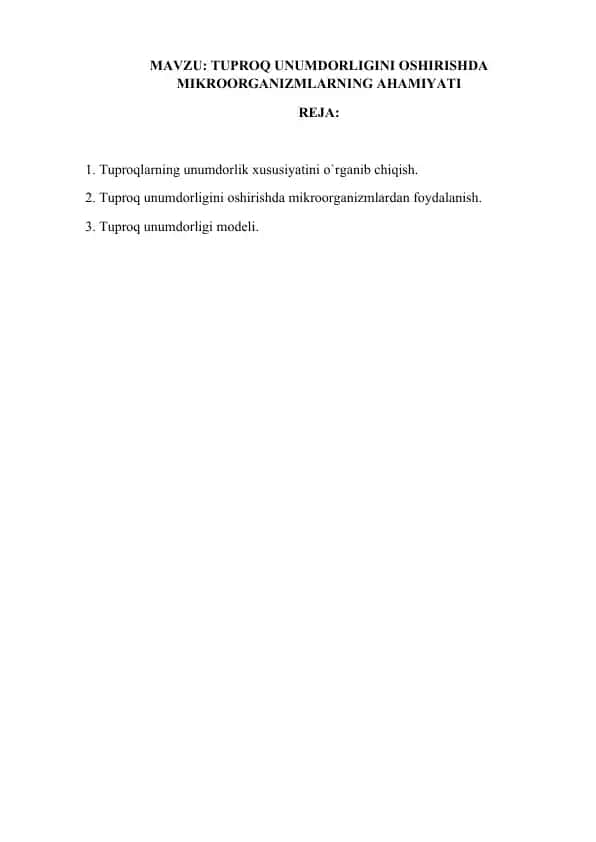 Tuproq unumdorligi