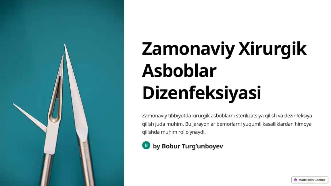 Zamonaviy Xirurgik Asboblar Dizenfeksiyasi