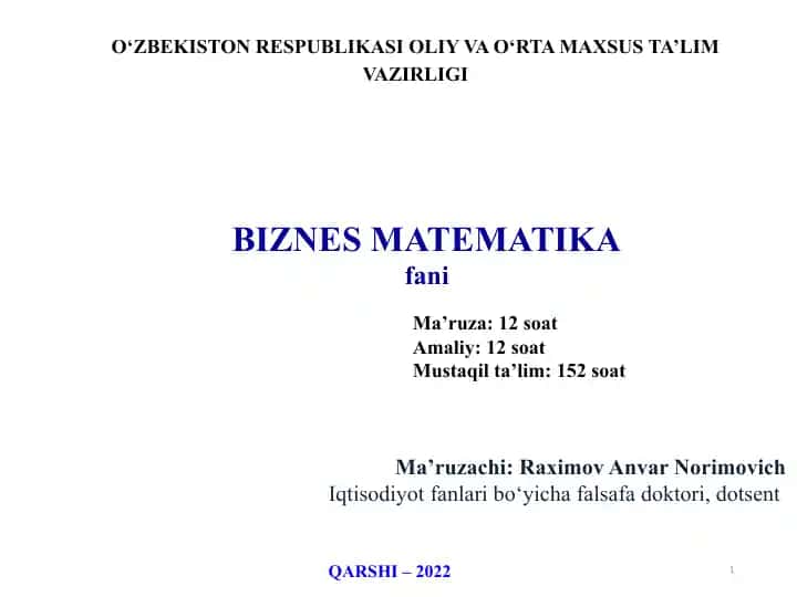 BIZNES MATEMATIKA