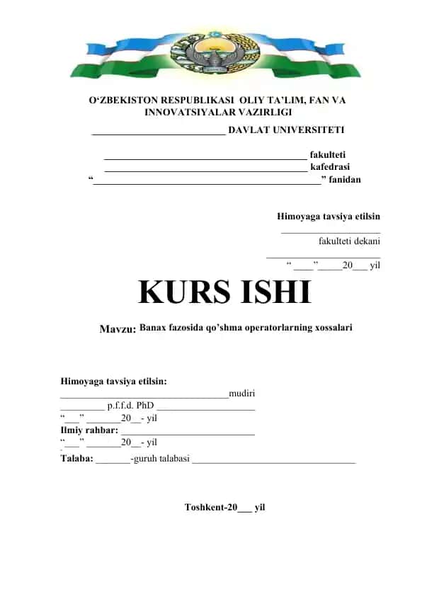 Banax fazosida qo’shma operatorlarning xossalari