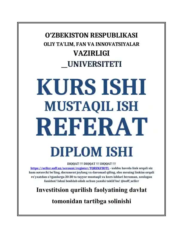 Investitsion qurilish faolyatining davlat tomonidan tartibga solinishi