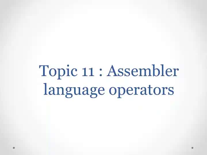 Assembler tilidagi operatorlar