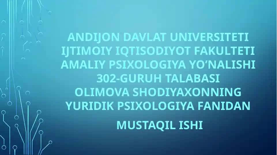 Psixologiya fanidan mustaqil ishi