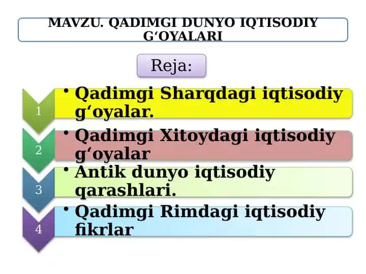 Qadimgi Sharqdagi iqtisodiy g‘oyalar