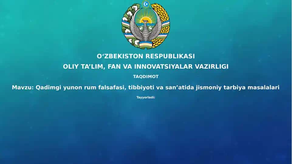 Qadimgi Yunon-Run falsafasi, tibbiyot va sanʼatida jismoniy tarbiya masalalari