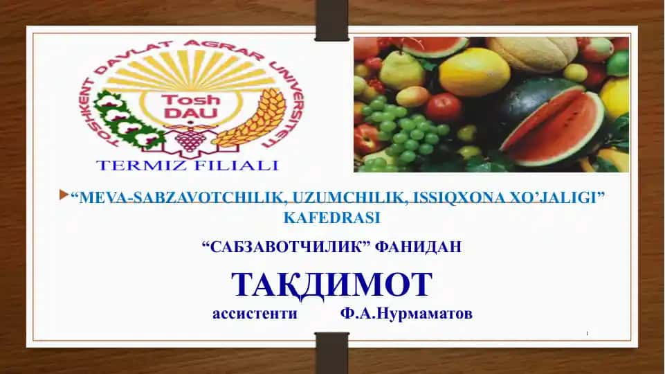 Kо'kat va sabzavot ekinlari