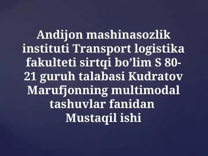 MULTIMODAL TASHUVLAR