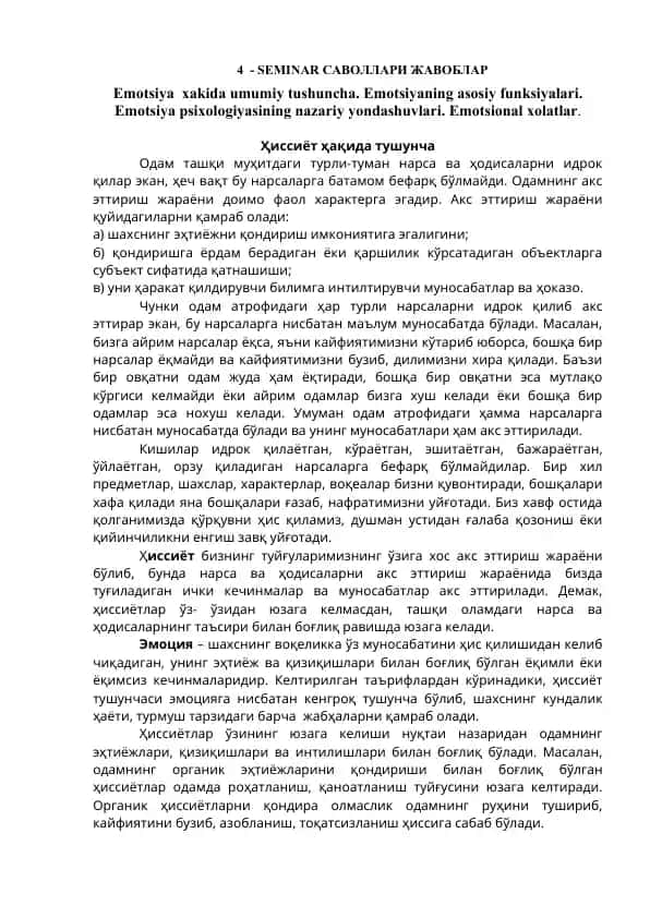 Emotsiyalar va ularning turlari