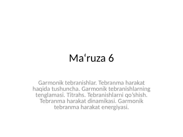 Garmonik tebranishlar