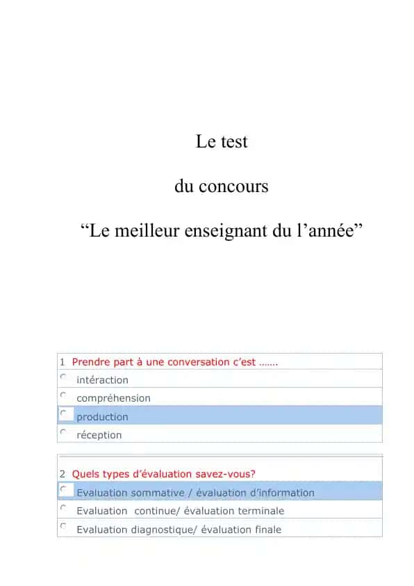 Le test du concours “Le meilleur enseignant de l’année”
