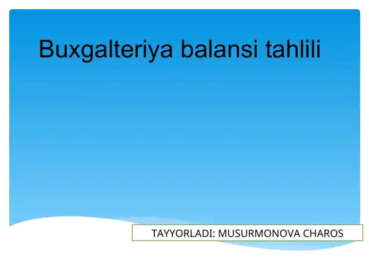 Buxgalteriya balansi tahlili