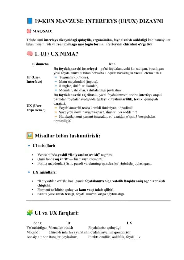 INTERFEYS (UI/UX) DIZAYNI